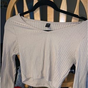 Tan v neck crop top